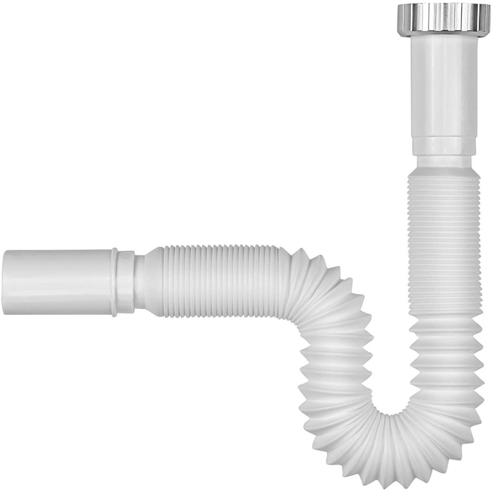 Tuyau Flexible D'évacuation PVC 32 Mm - Raccord Siphon 1'1/4 (33/42) - Extensible, Blanc