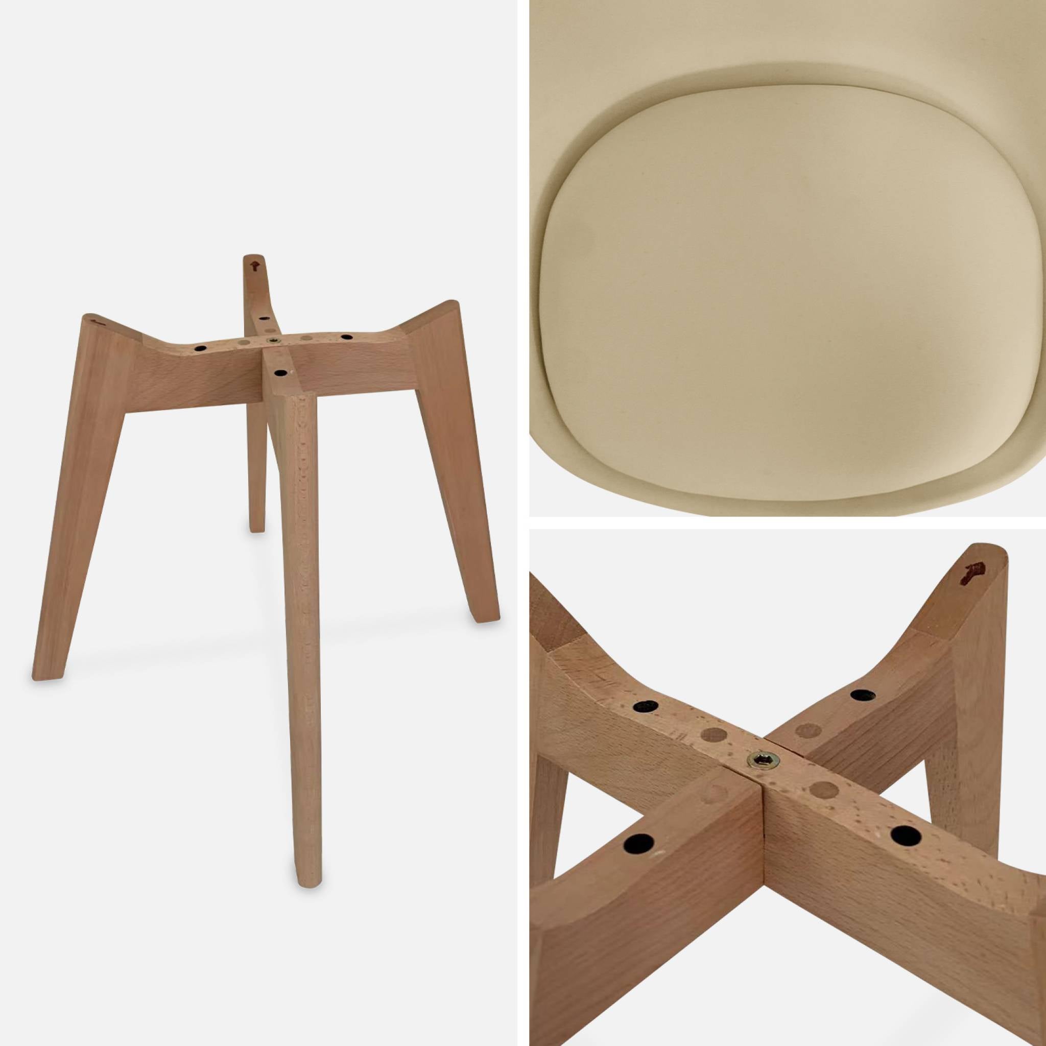 Set 4 sedie scandinave imbottite, gambe in legno , Cappuccino - 8