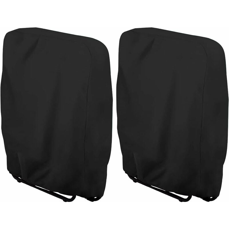2-częściowy pokrowiec ochronny na składany leżak ogrodowy, wodoodporny pokrowiec na leżak ogrodowy, szer. 71 × wys. 110 cm (czarny)