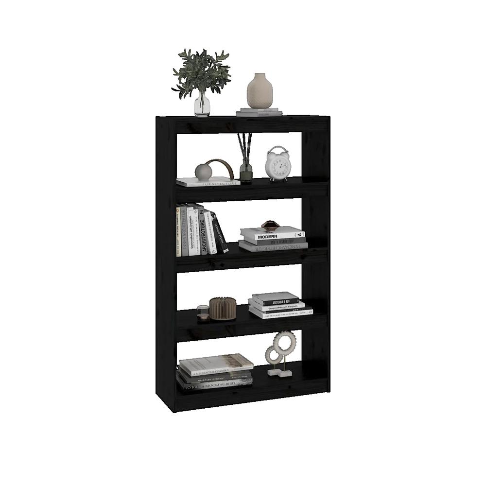 Biblioteczka vidaxl Drewno sosnowe masywne Czarny 80x30x135,5 cm