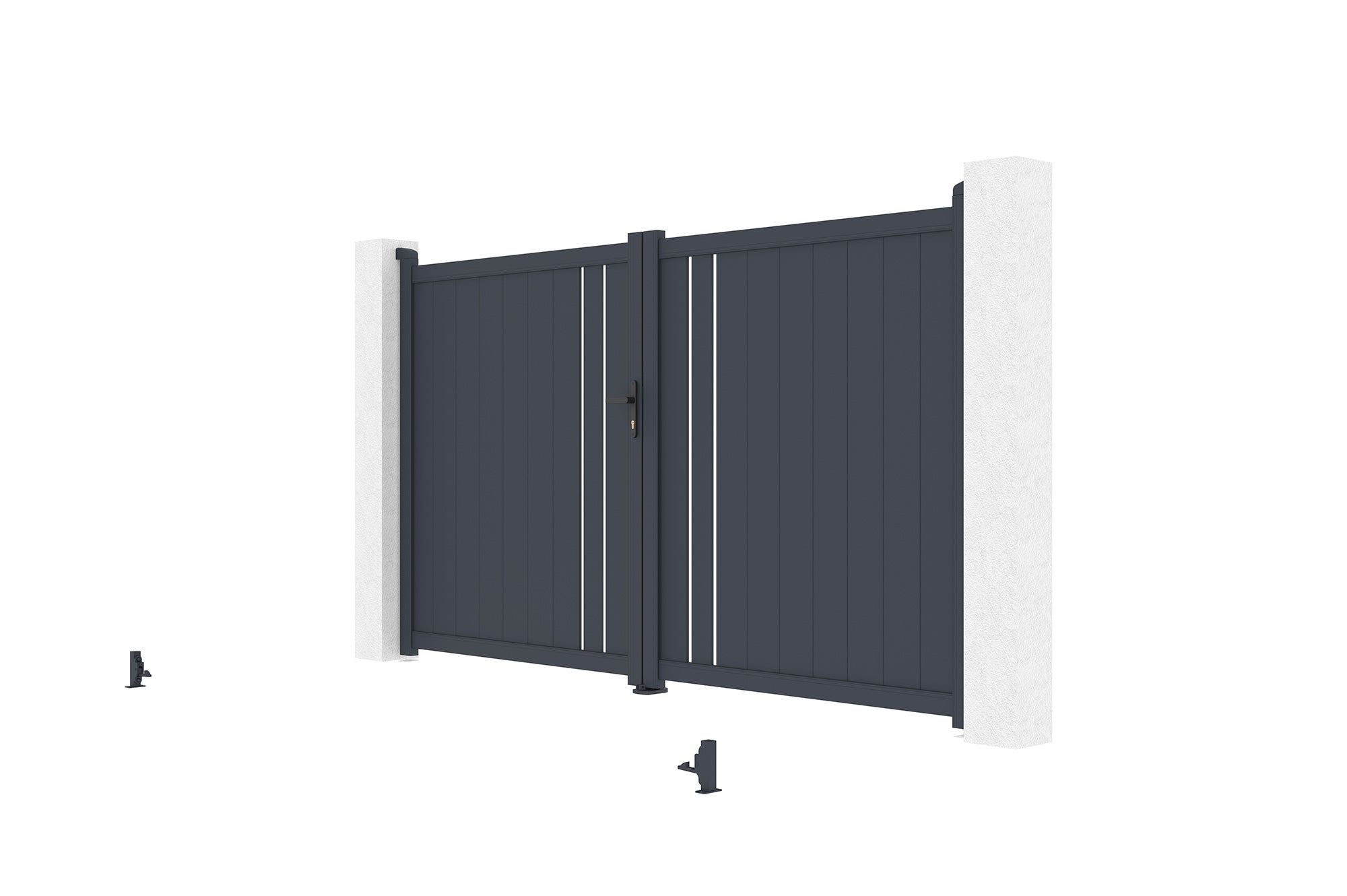 Portail battant 3m GIONA H.180 aluminium gris - 8