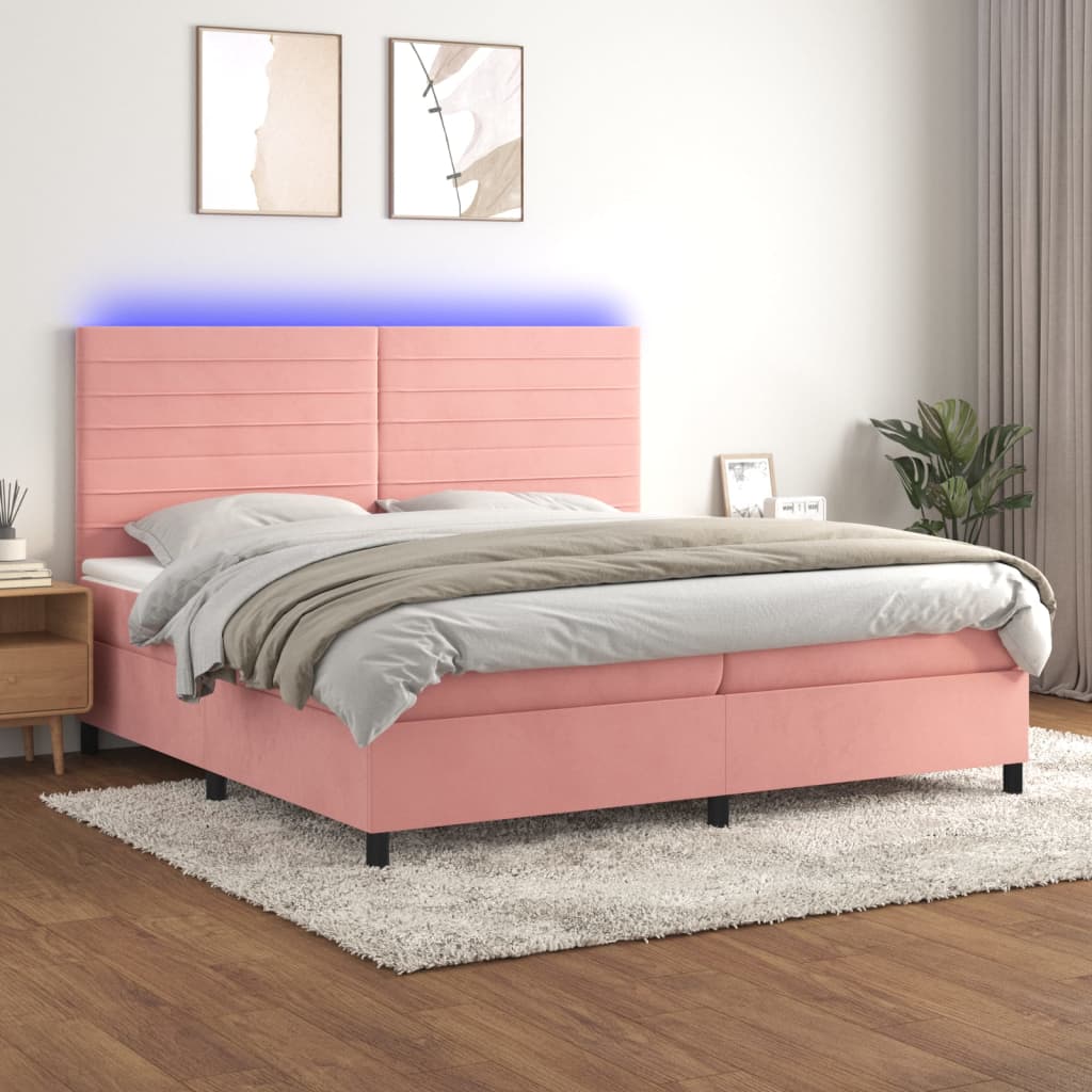 Sommier à lattes de lit avec matelas LED Rose 200x200cm Velours vidaXL ...