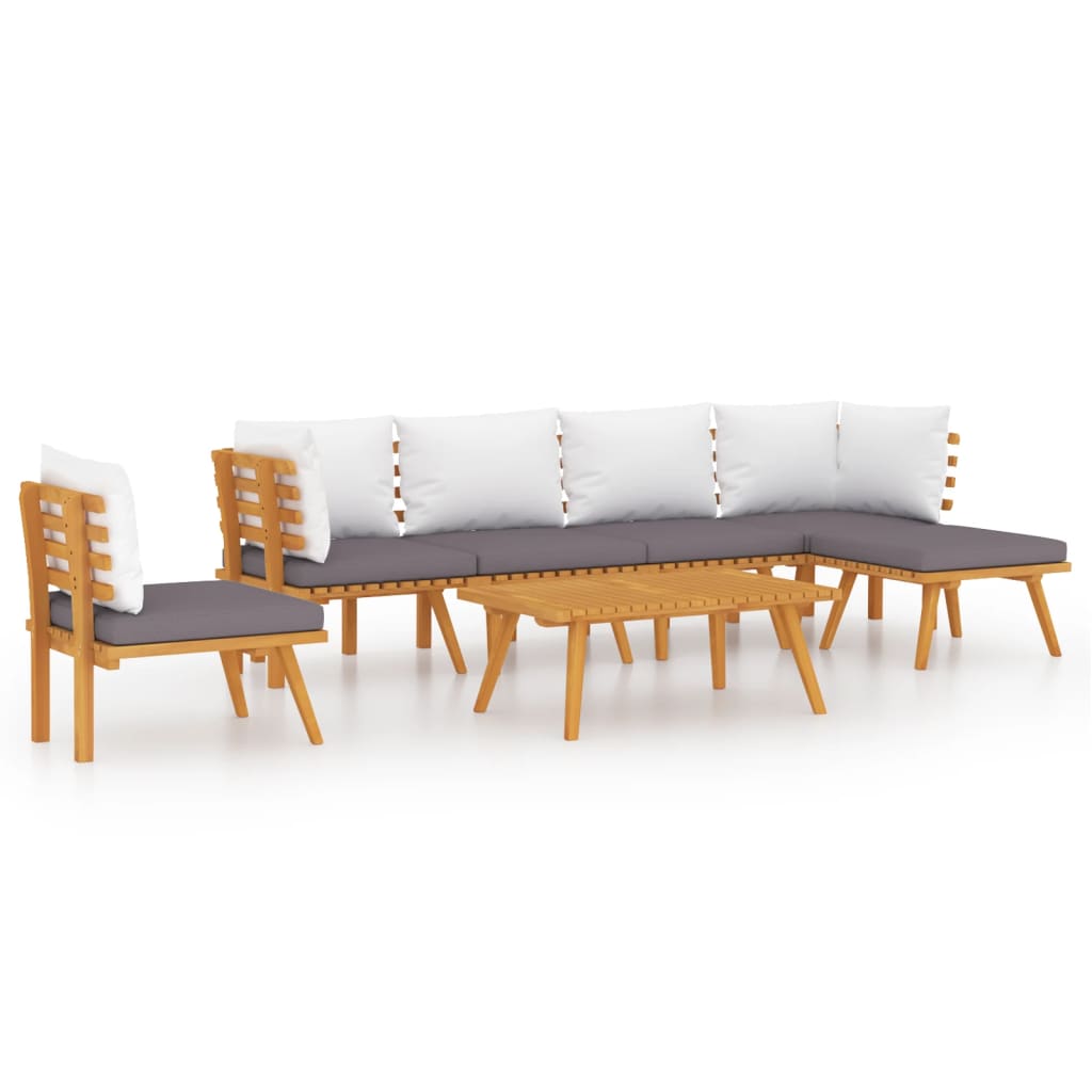 Salon bas de jardin en Bois Marron 6 personnes - 2