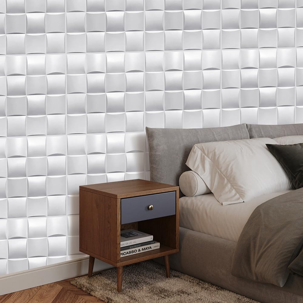 Panneau mural 3D 30*30CM, panneau mural décoratif 3D en PVC, indéformable et imperméable,facile à installer, adapté au mur de jeu, au salon(15 pièces) - 7