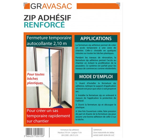 GRIFT - Fermeture ZIP Auto-adhésive, 2,10 m - 3