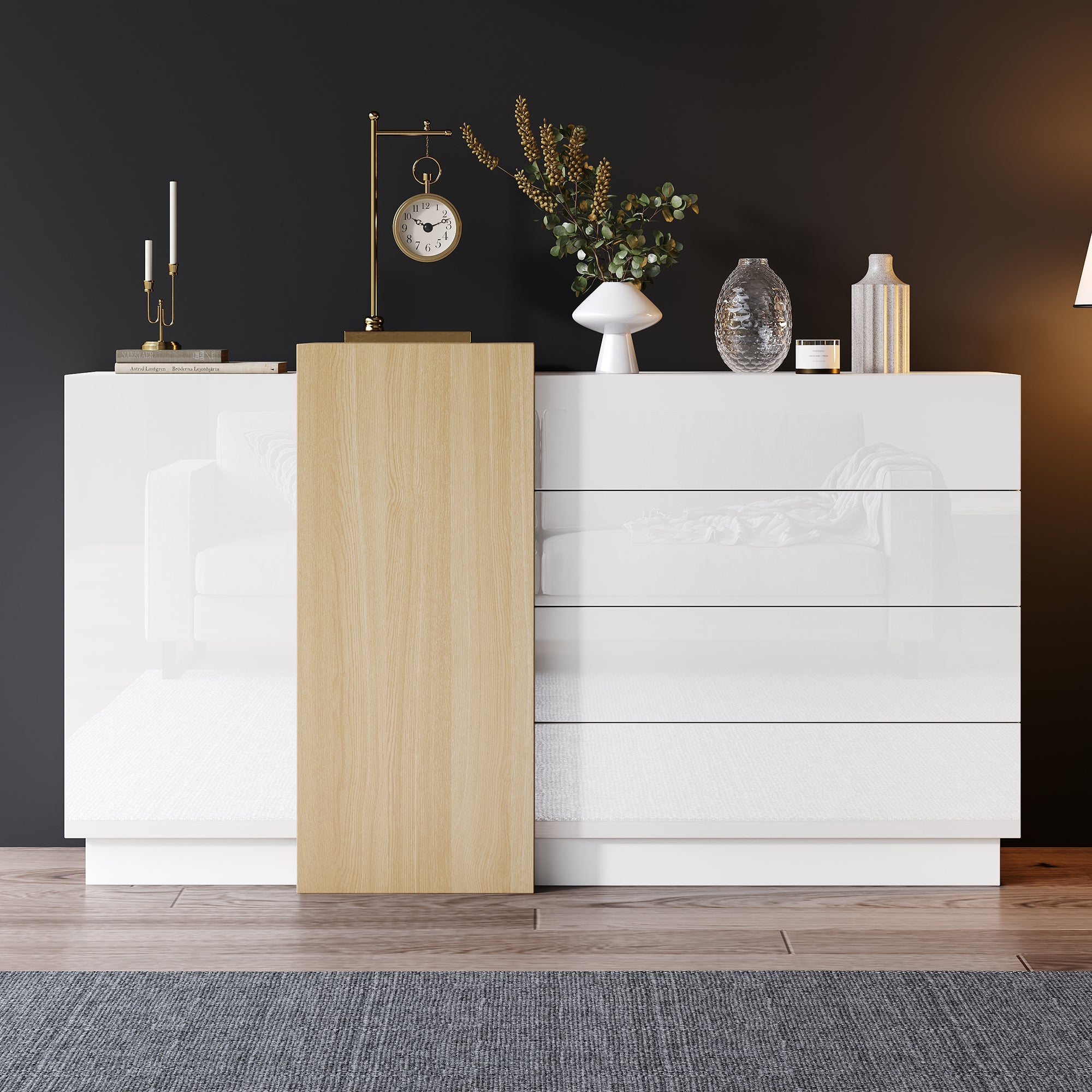 Credenza 4 ante 2 cassetti colette decapè in legno massello 180 x 50 h 90 cm