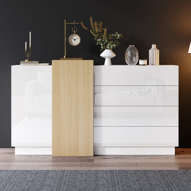 Credenza 4 ante 2 cassetti colette decapè in legno massello 180 x 50 h 90 cm Credenza 4 ante 2 cassetti colette decapè in legno massello 180 x 50 h 90 cm