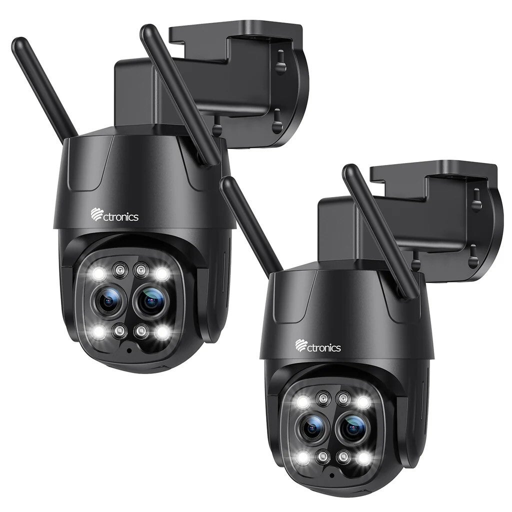 Ctronics Kamera Monitoringu 2.5K 4MP, Hybrydowy Zoom 6X, Detekcja Osób, Kolorowy Tryb Nocny, Dwukierunkowe Audio, Zestaw 2 szt.