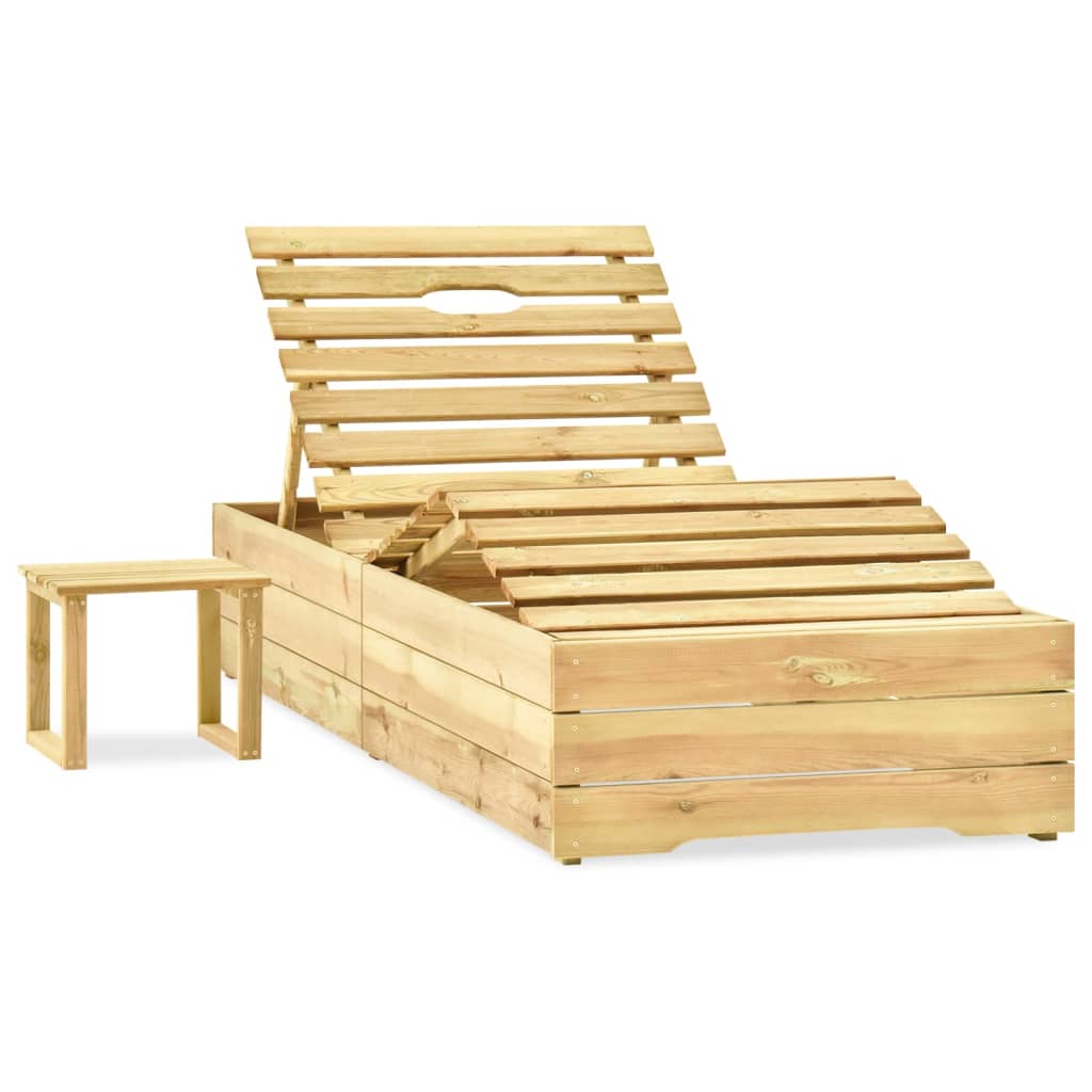 Chaise longue de jardin avec table et coussin Pin imprégné 41 - 2