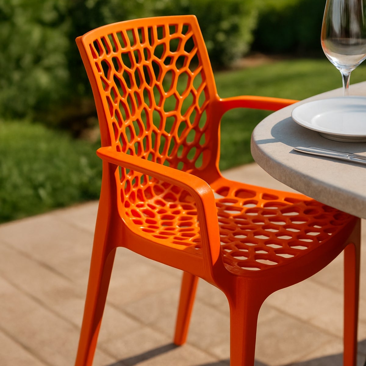 Chaise en polypropylène accoudoirs jardin café Grand Soleil Gruvyer Arm - 3
