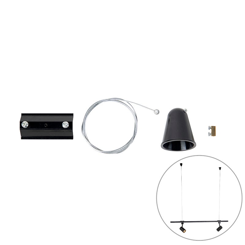 Zestaw do zawieszenia dla szyny jednofazowej czarny