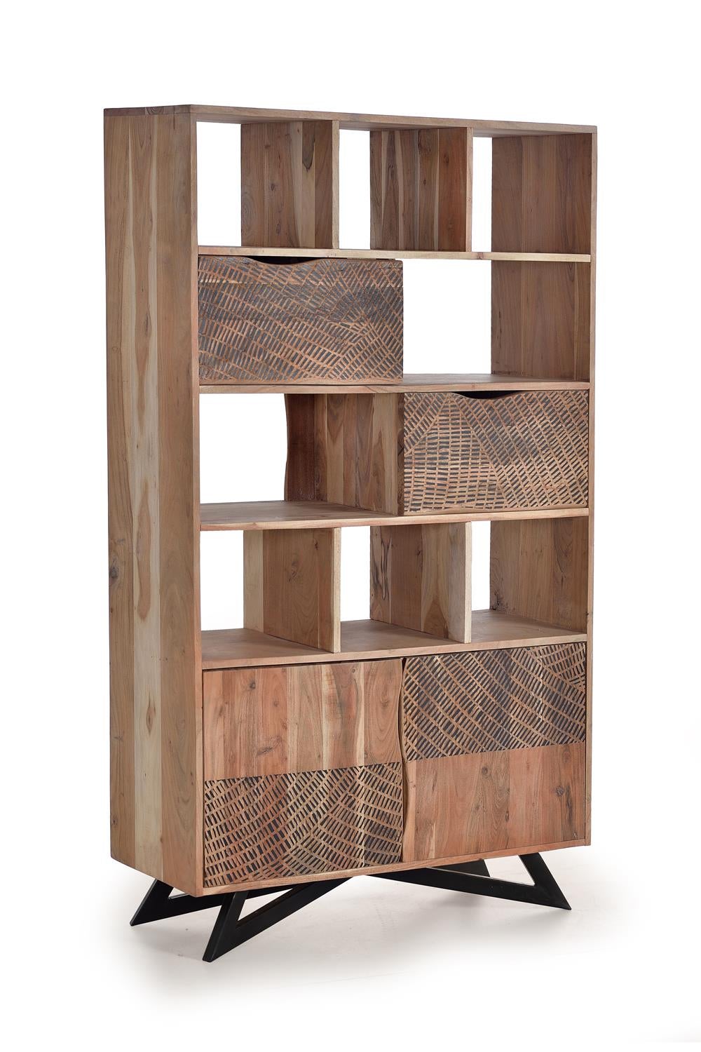 Étagère en bois d'acacia et pieds en metal couleur naturelle