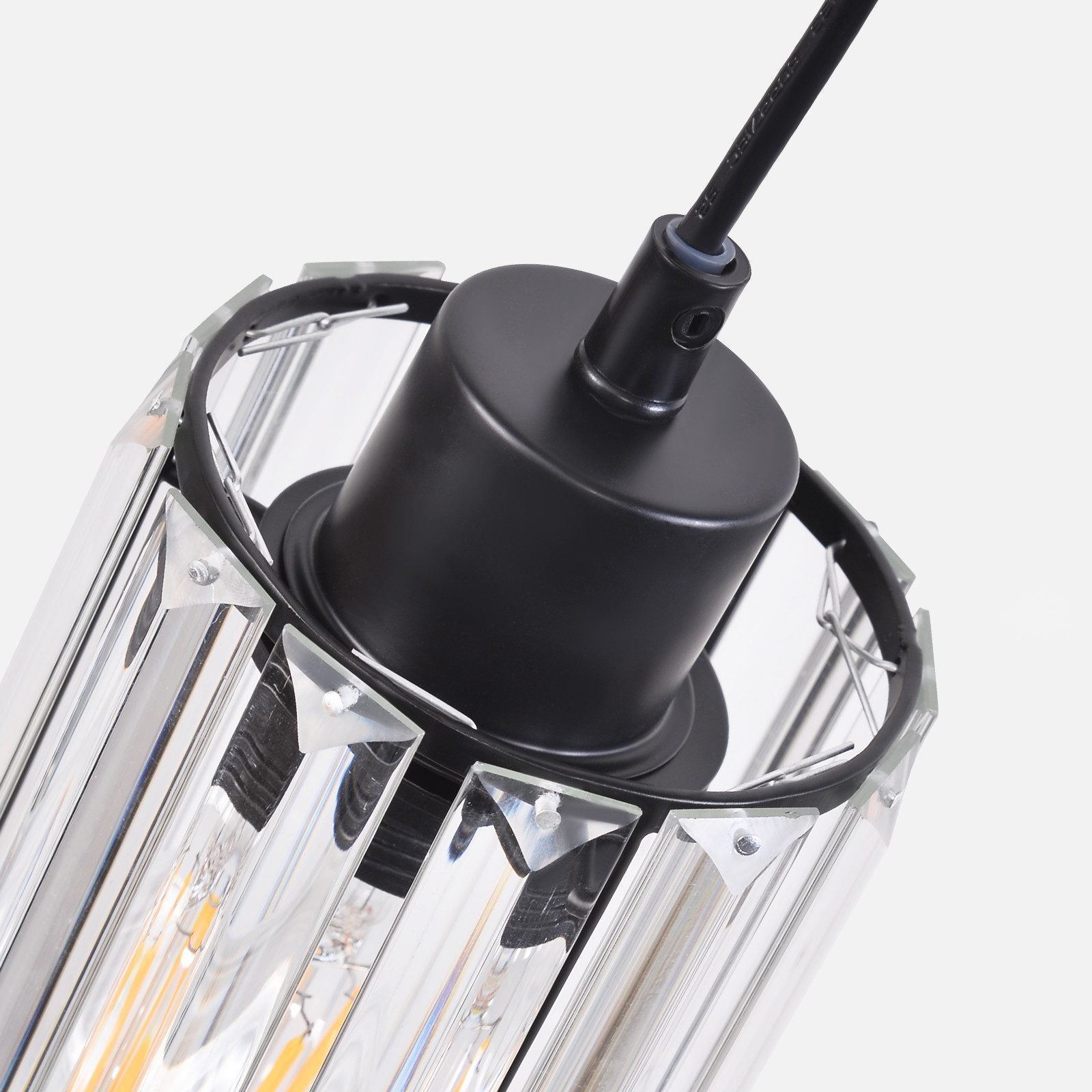 NETTLIFE Nowoczesna czarna kryształowa lampa wisząca nad stół jadalny 3 płomienie E27 - 7