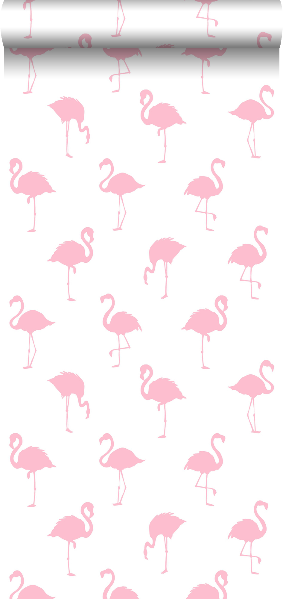 Papel pintado flamencos rosa y blanco - 53 cm x 10.05 m - estahome