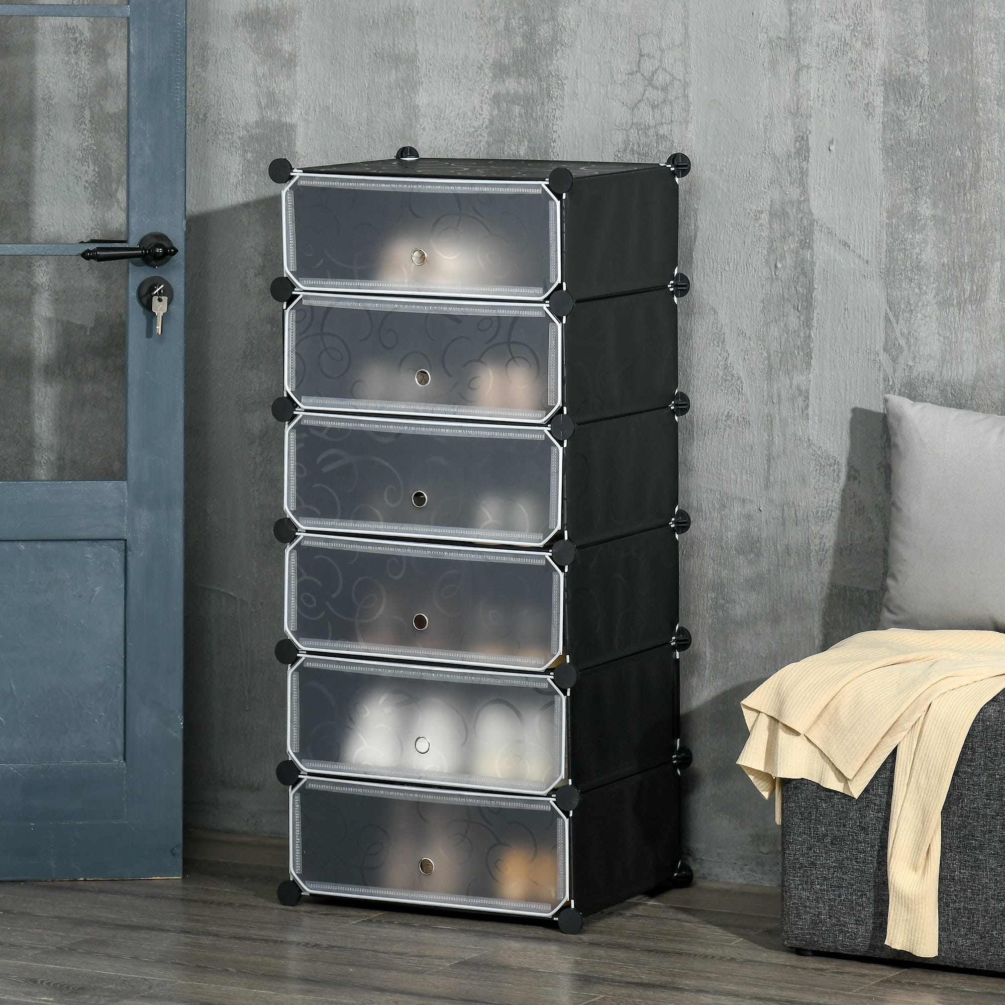 Boite Modulable Meuble de rangement à chaussures modulable 6 cubes rectangulaires ...