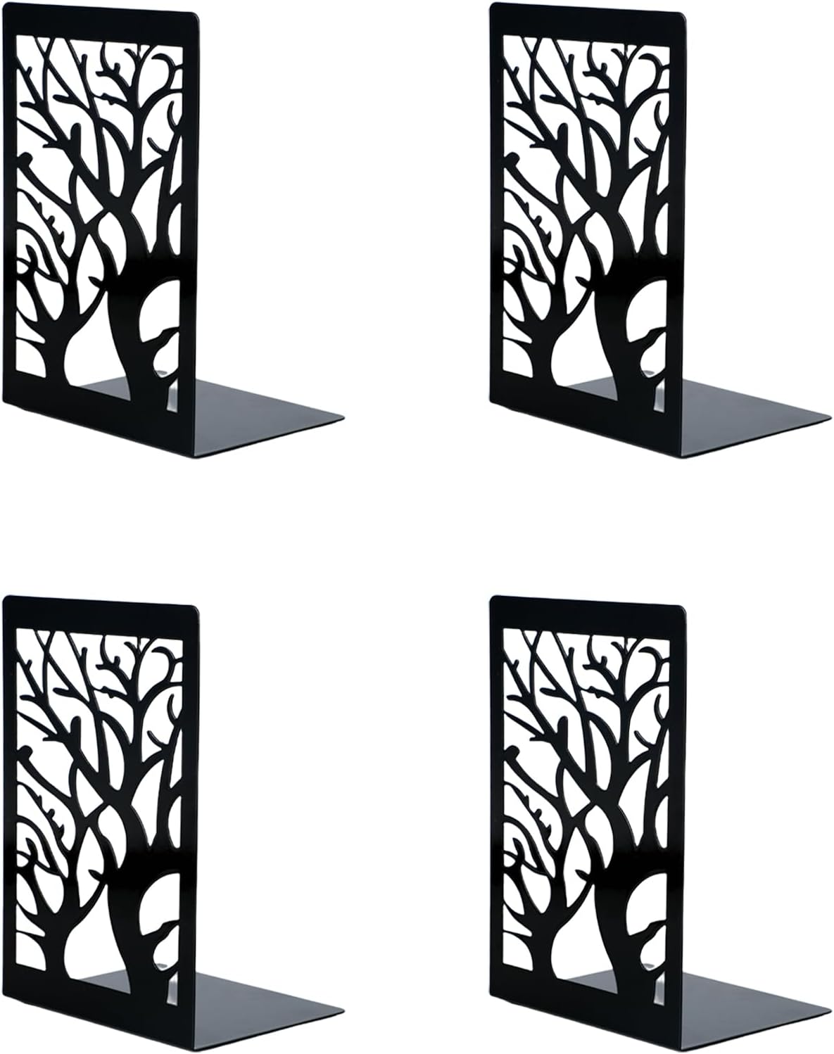 2 pary metalowych podpórek do książek, antypoślizgowych, do półek, wytrzymałych, do biura, domu, szkoły, biblioteki, 12 x 9,5 x 17 cm