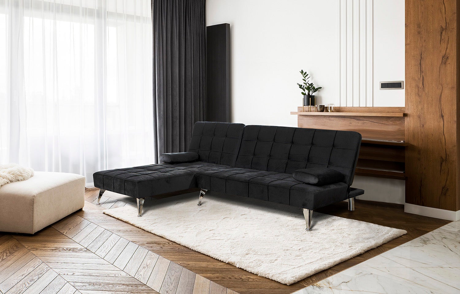 Sofa Cama Chaise Longue Keren XS 198cm Negro - 2