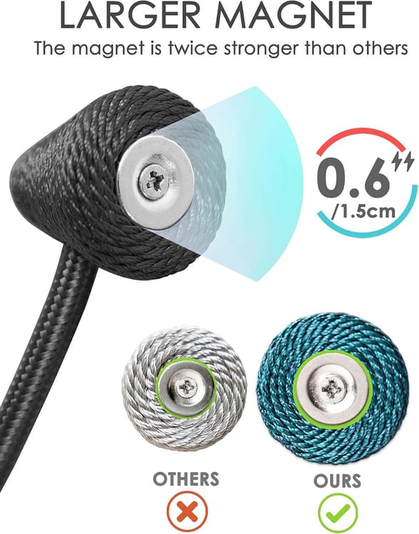 Magnetyczne uchwyty do zasłon – z ulepszonym większym magnesem – 2 sztuki, 47 cm, pomarańczowe - 3