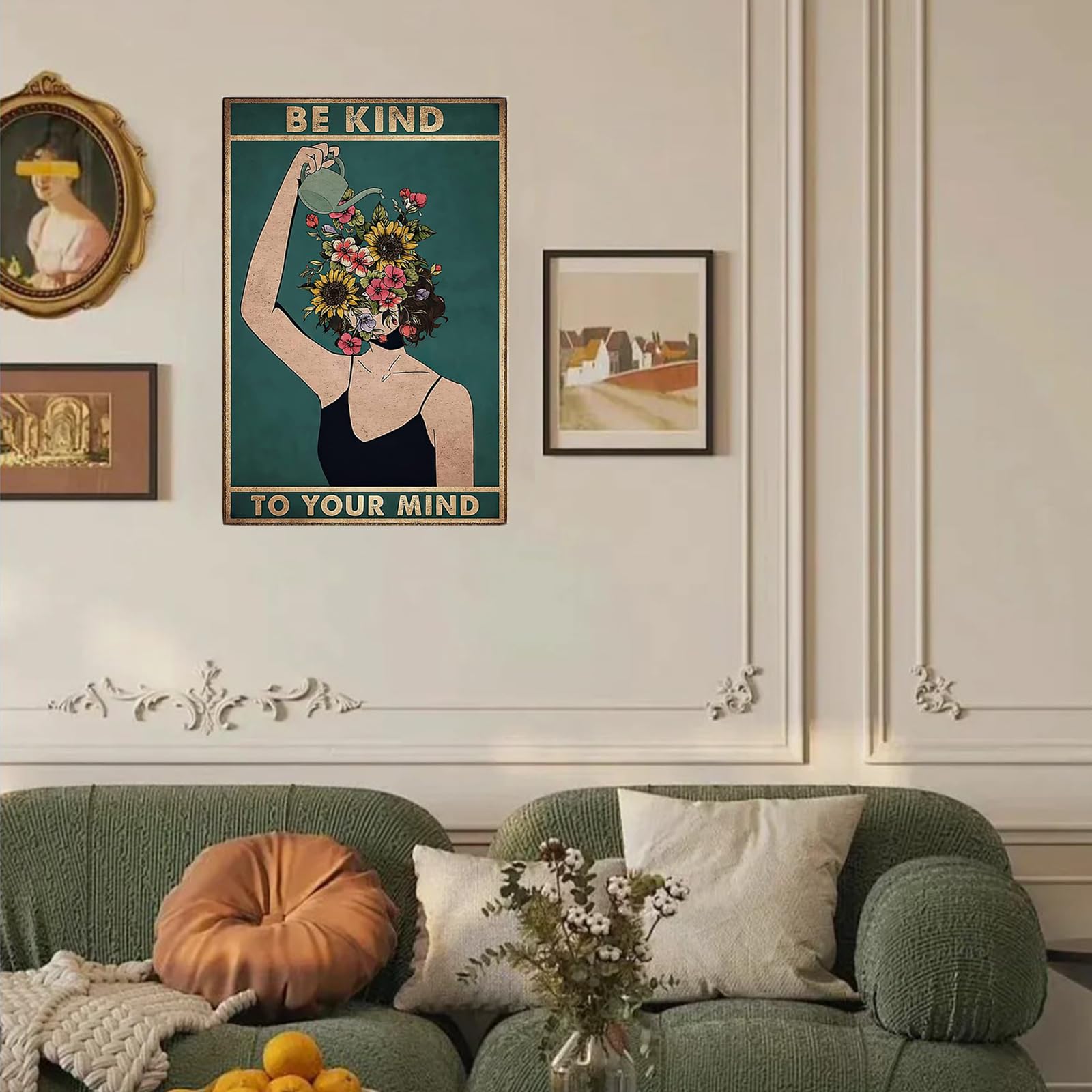 Affiche photo vintage Soyez gentil avec le cœur, affiche murale vintage avec cadre photo, décoration murale d'encouragement pour les femmes (21x30cm) - 5