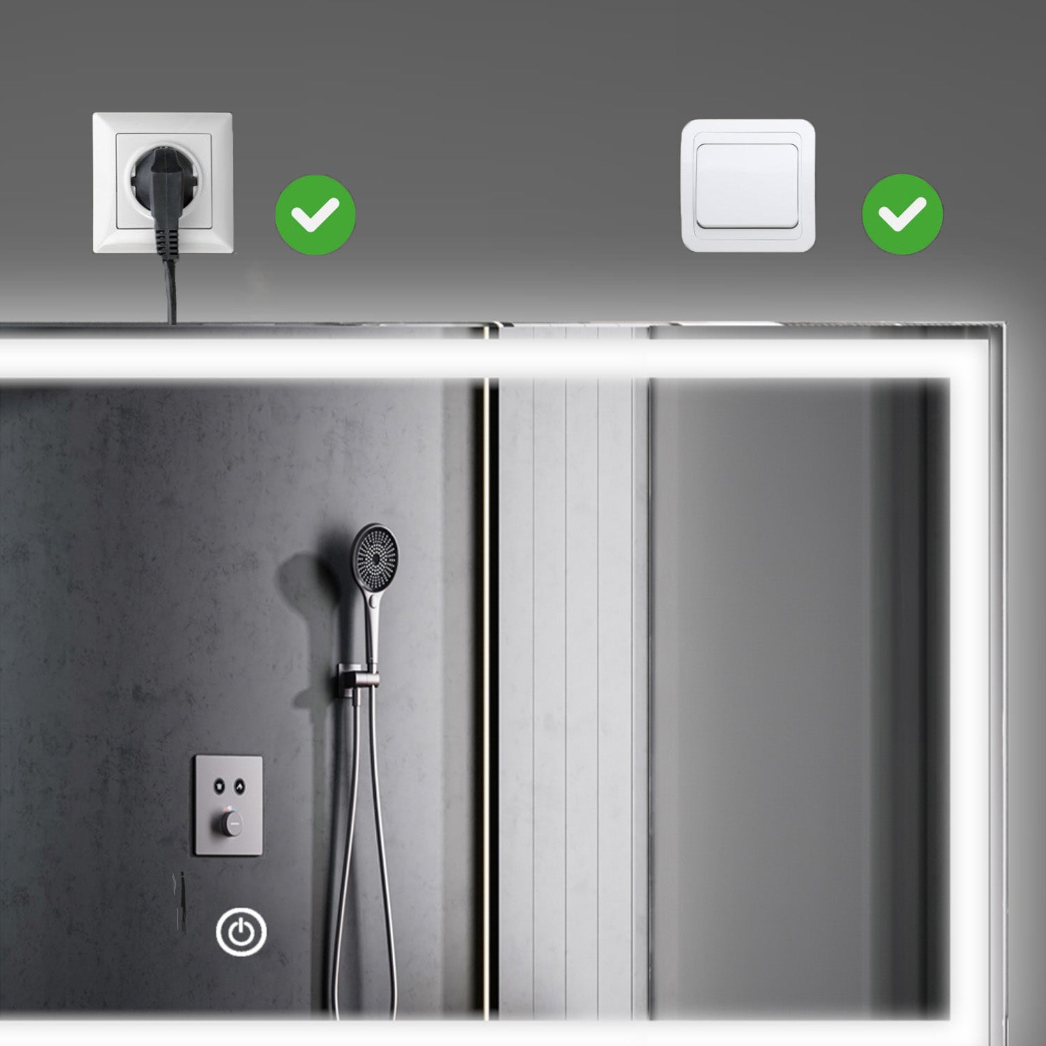 LOMAZOO Miroir salle de bain Memphis avec LED 120 x 60 cm rectangle - 8