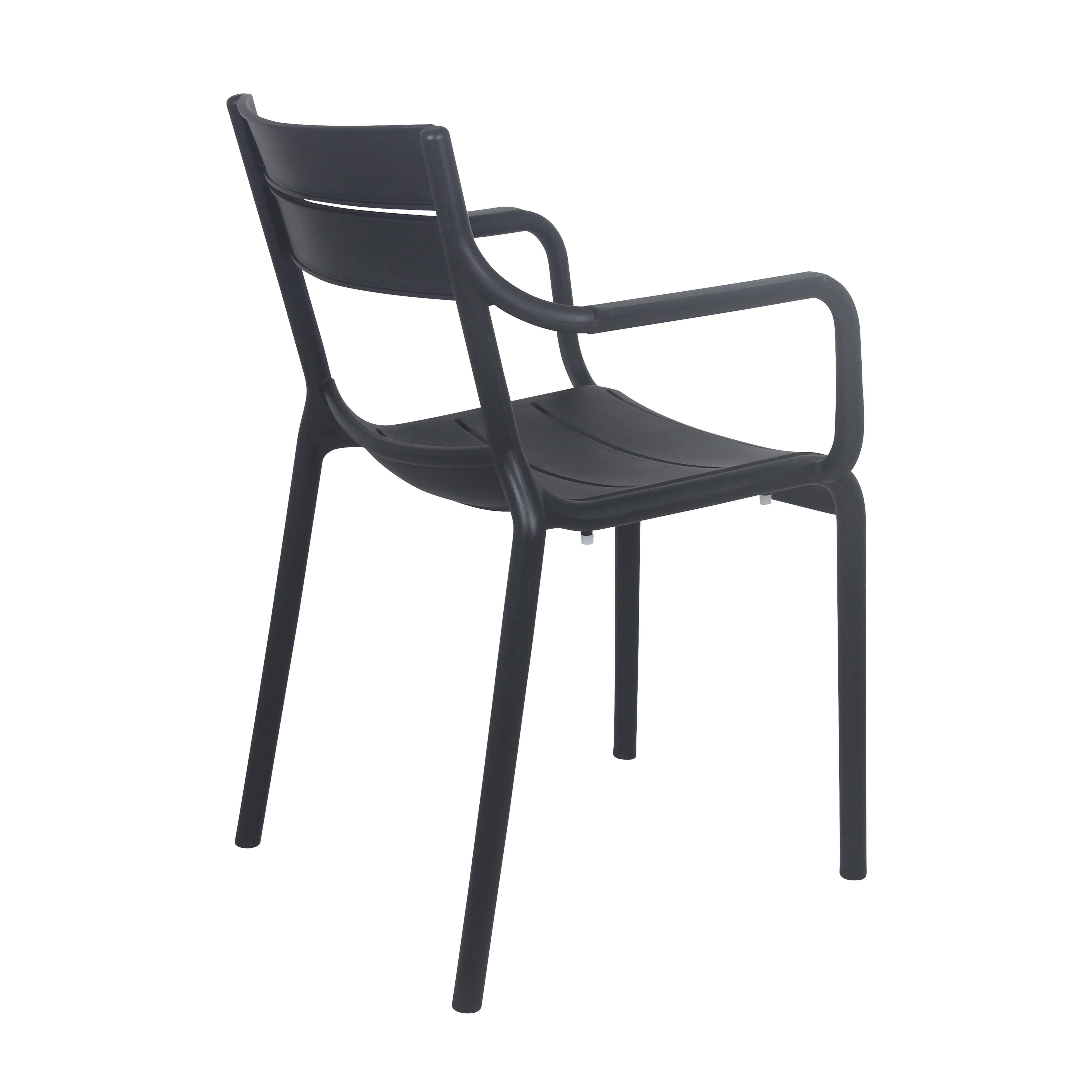 Lot de 4 fauteuils de terrasse en plastique noir - 7