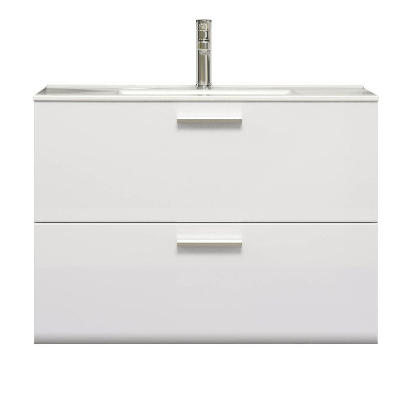 Riva szafka pod umywalkę 2 szufladami, biały wysoki połysk, szary.