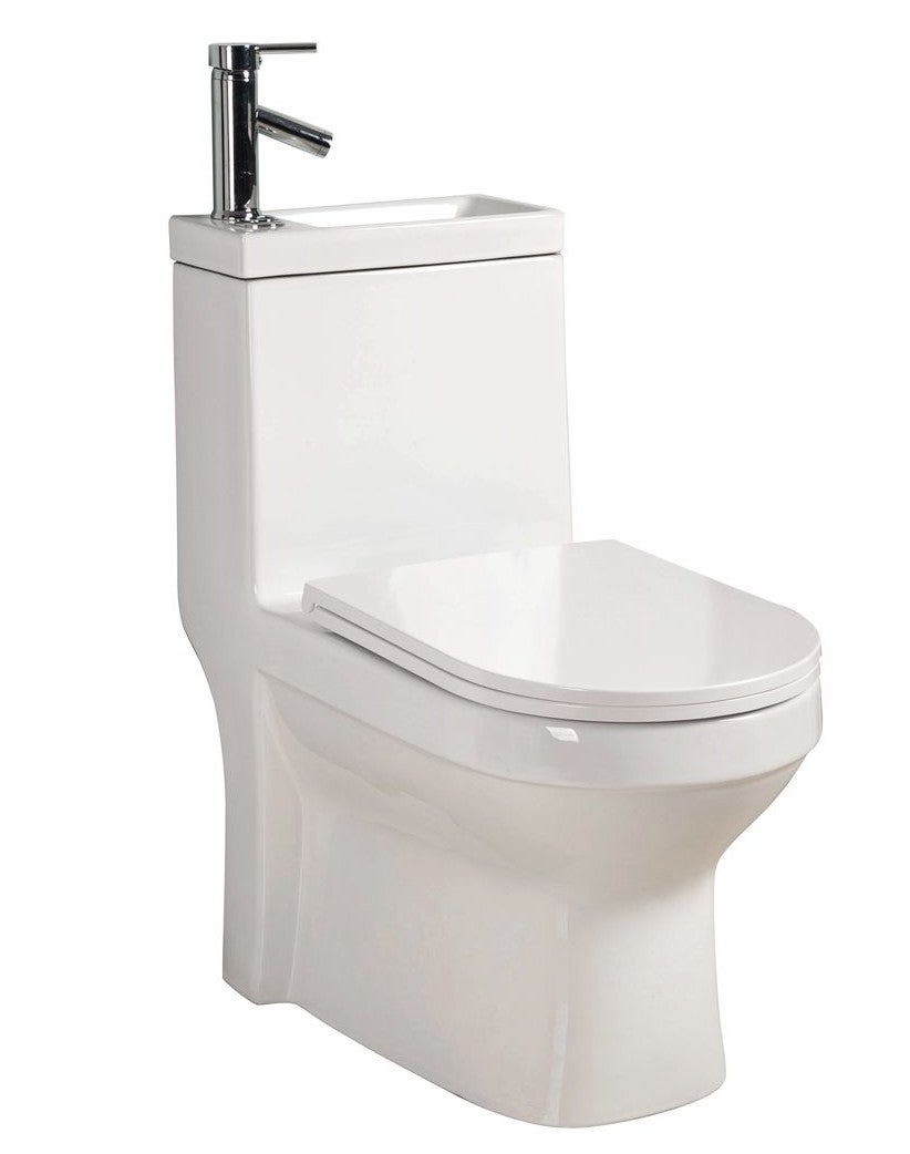 Kompakt WC z umywalką 36,5x78x72 cm, bateria chrom, deska w komplecie, biały, Alcatraz