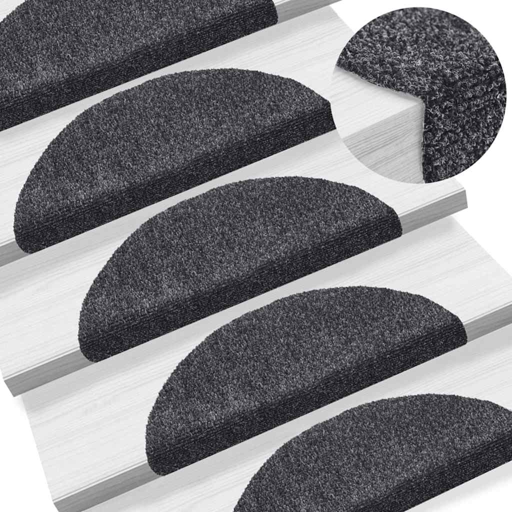 Tapis d'escalier auto-adhésifs 30 pcs gris foncé 56x17x3 cm - 5