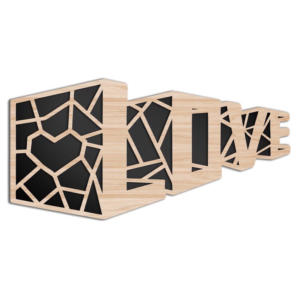 LOVE - Obraz dekoracyjny z drewna kompozytowego i PVC cięty laserowo, 50x100 cm