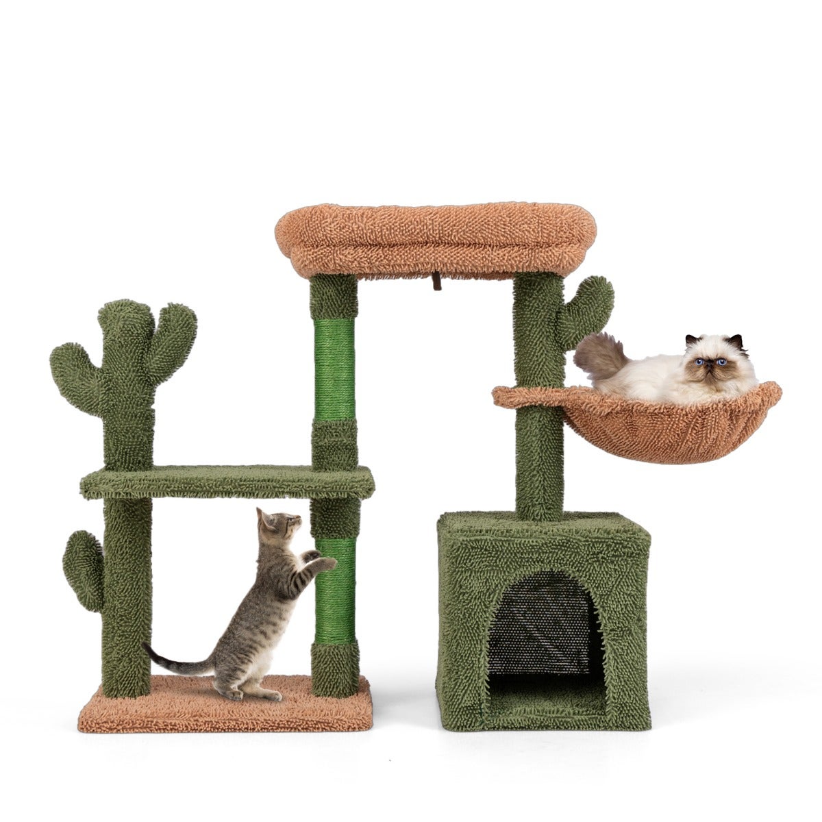 Arbre Chat Jouets Pour Chat 81 CM Forme Cactus Vert Multi niveaux 