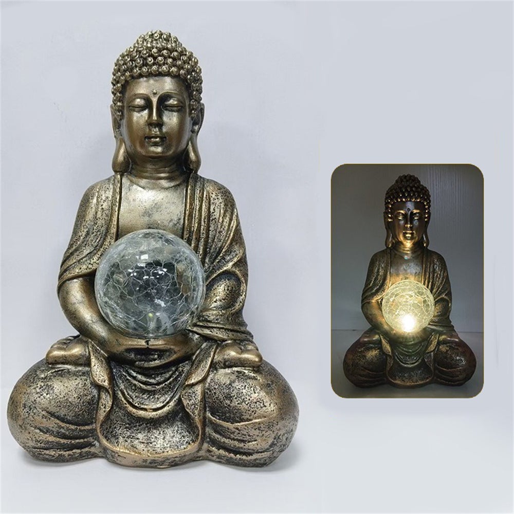 Statue de Bouddha à lumière LED solaire, adaptée à la décoration de la maison, du jardin, de la terrasse, de la pelouse et du salon - 2