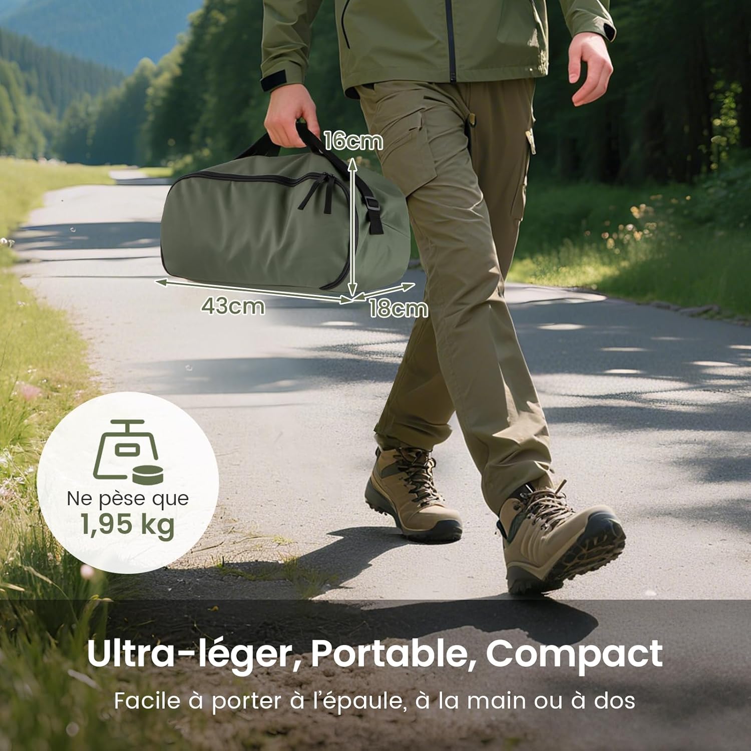 Cama de campanha dobrável para 1 pessoa, bolsa de transporte, bolso lateral, exterior para caminhadas, carga de 150 kg, 193 x 70 x 18 cm - 5