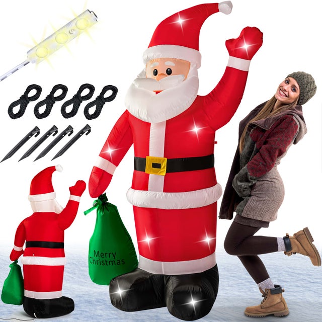 Dragon Gonflable Animé De Décoration De Noël De 12 Pieds Avec Chapeau