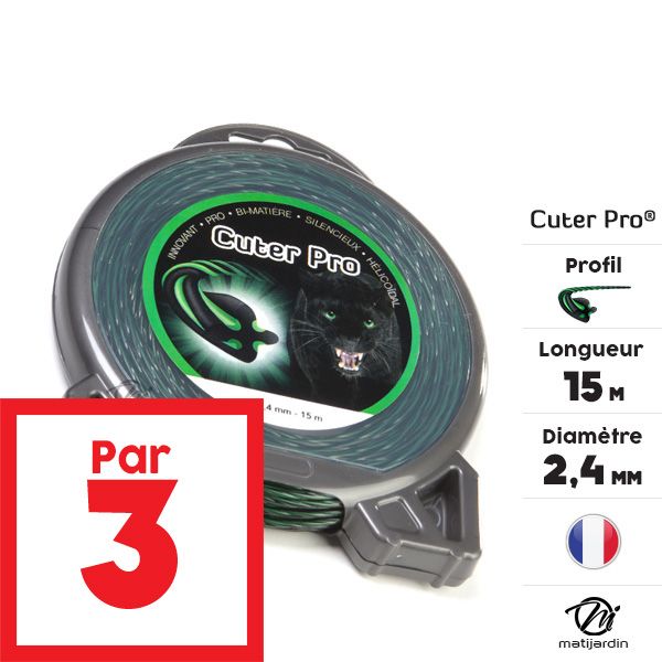 Fil nylon Cuter'pro 2,4 mm x 15 m Hélicoïdal Blister par 3 - 2