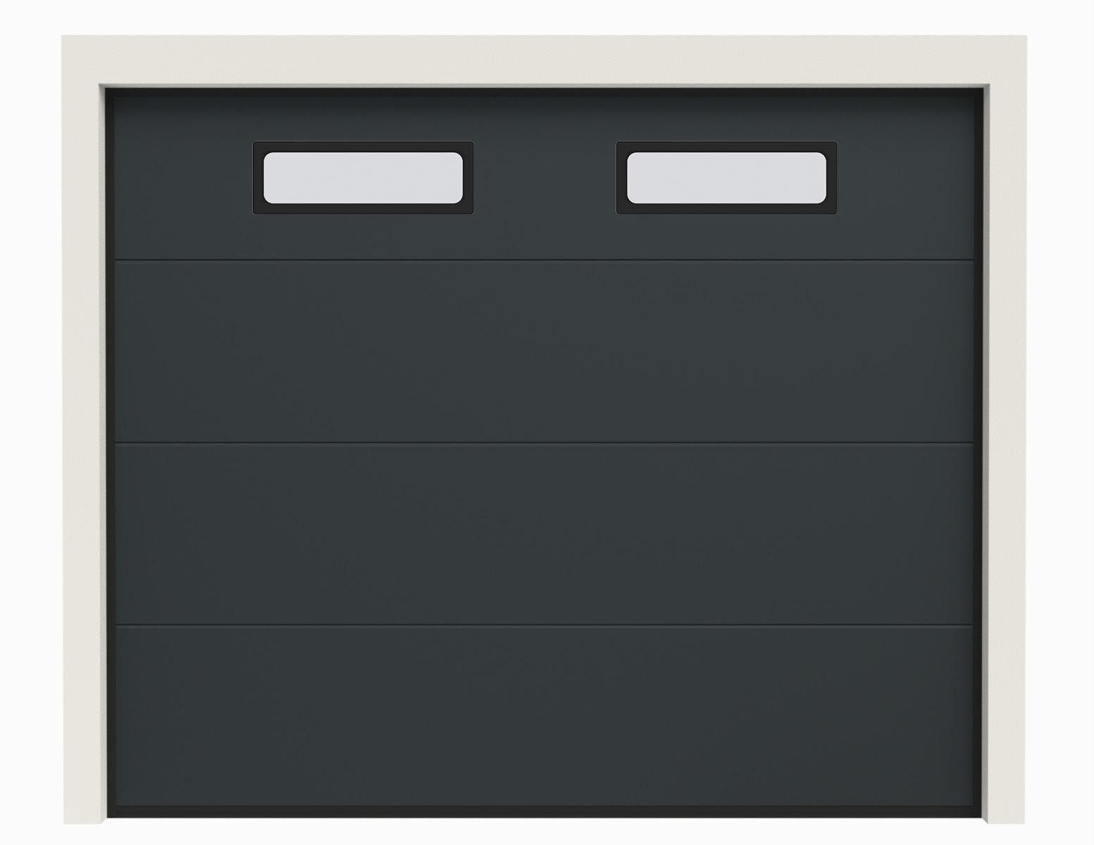 Porte de garage sectionnelle prémontée lisse grise anthracite ral 7016 - Porte s Porte de garage sectionnelle prémontée lisse grise anthracite ral 7016 - Porte s