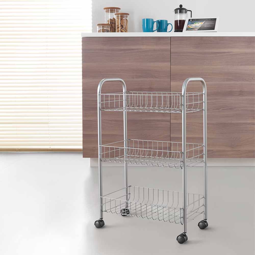 Chariot à roulettes avec 3 étagères en acier avec Polytherm argent Lugano - 3