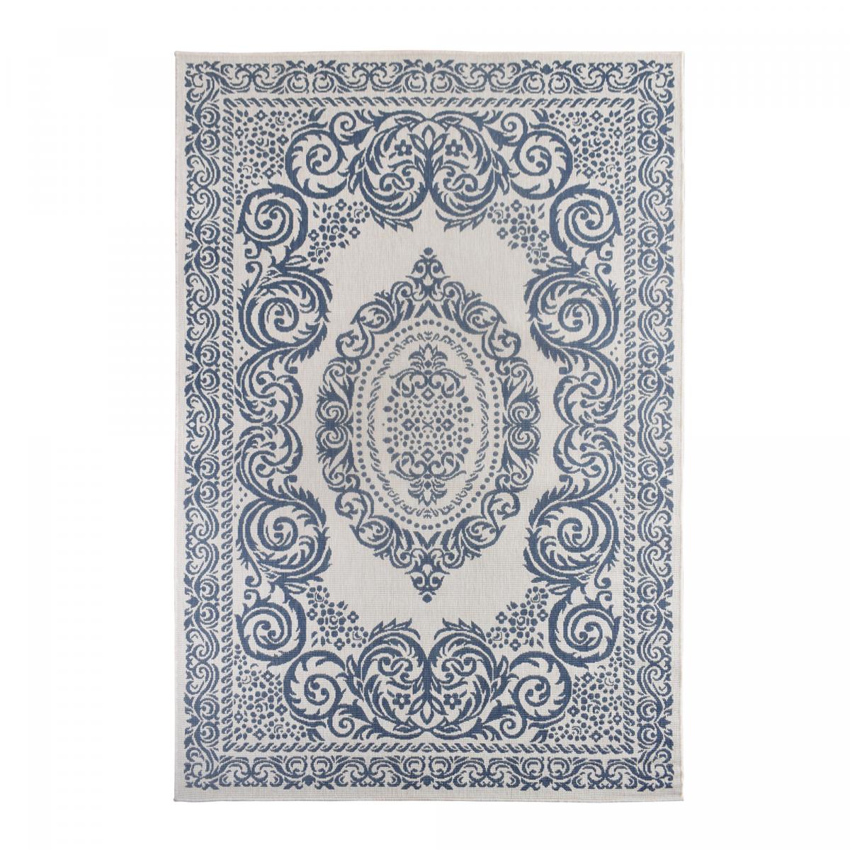 Tapis extérieur, kilim reversible 160x230 LYN2 O REVERSIBLE bleu et blanc - 4
