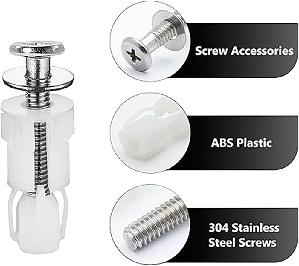Lot de 4 Vis d'Expansion Universelles pour Sièges de Toilette, Fixation Abattant WC et Accessoires de Raccordement - 3