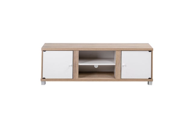 Mueble TV Dela Cabinet 2 Puertas, Blanco y Cambria 150x50 cm