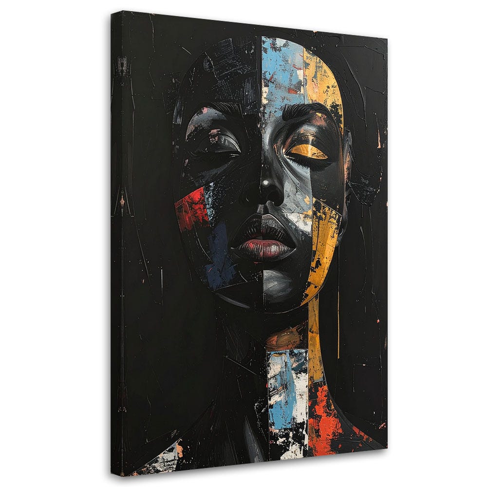 Tableau Moderne Portrait D une Femme Abstrait Sur Fond Noir Avec Des tableau-moderne-portrait-d-une-femme-abstrait-sur-fond-noir-avec-des