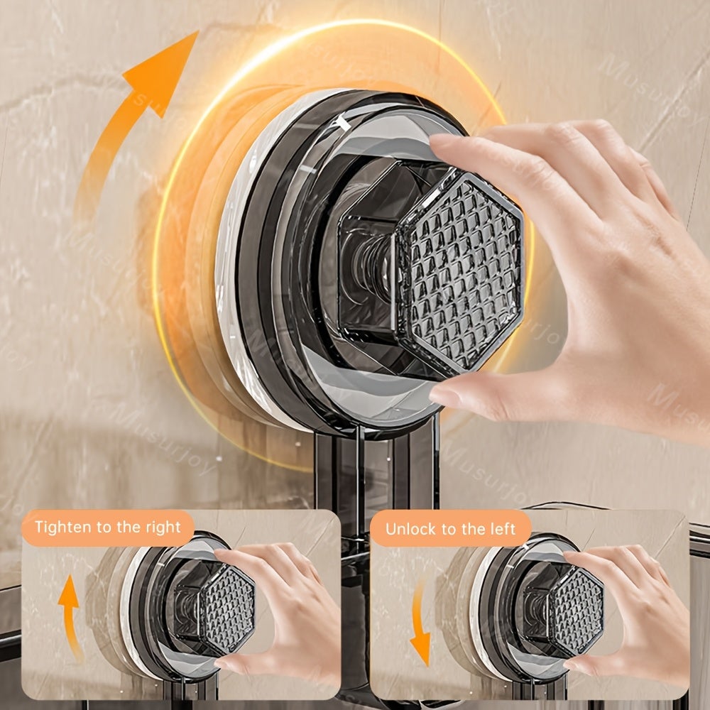 1 x Suporte de banheiro com ventosa, Suporte de armazenamento de parede, Sem perfuração, Adequado para armazenamento de cosméticos de banheiro, Cinza - 5