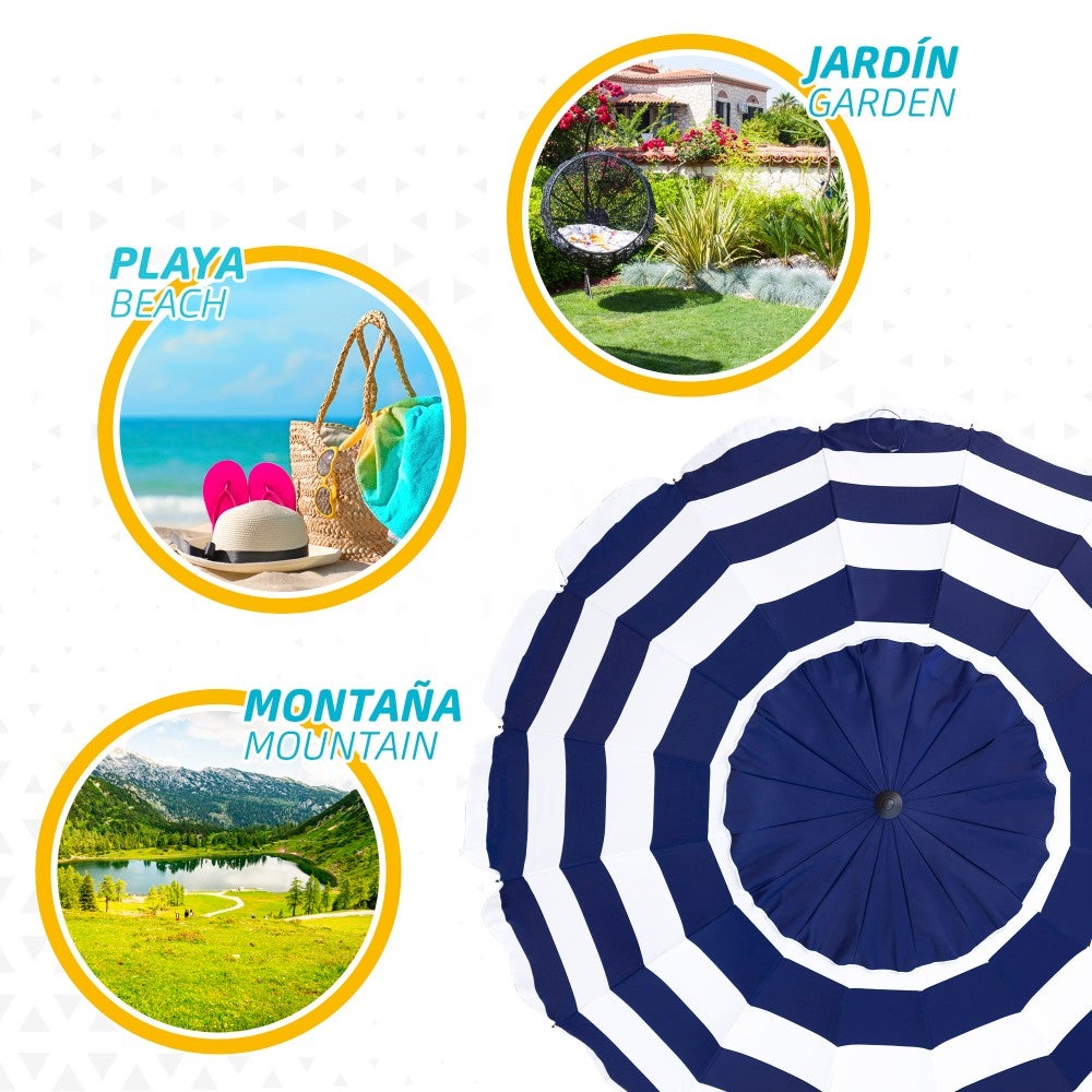 Guarda-sol à prova de vento Ø240 cm com vara basculante e proteção UV50 Aktive - 7