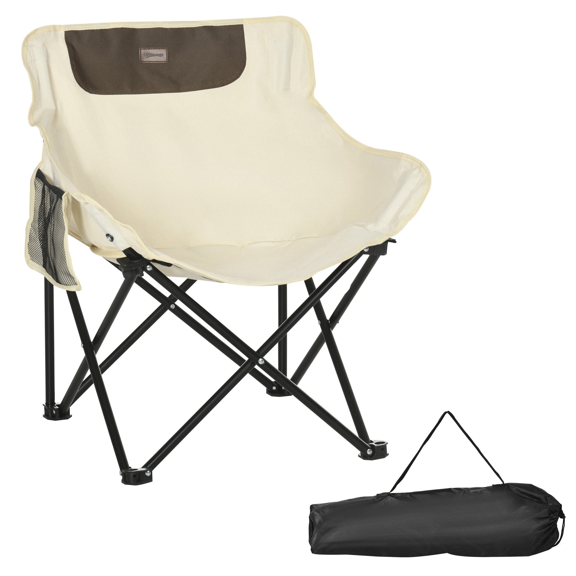 Sedia Da Campeggio Pieghevole Con Schienale Alto E Imbottito - Portatile Con Braccioli, Portabicchiere E Borsa, Tessuto Oxford 600D, Portata 150kg