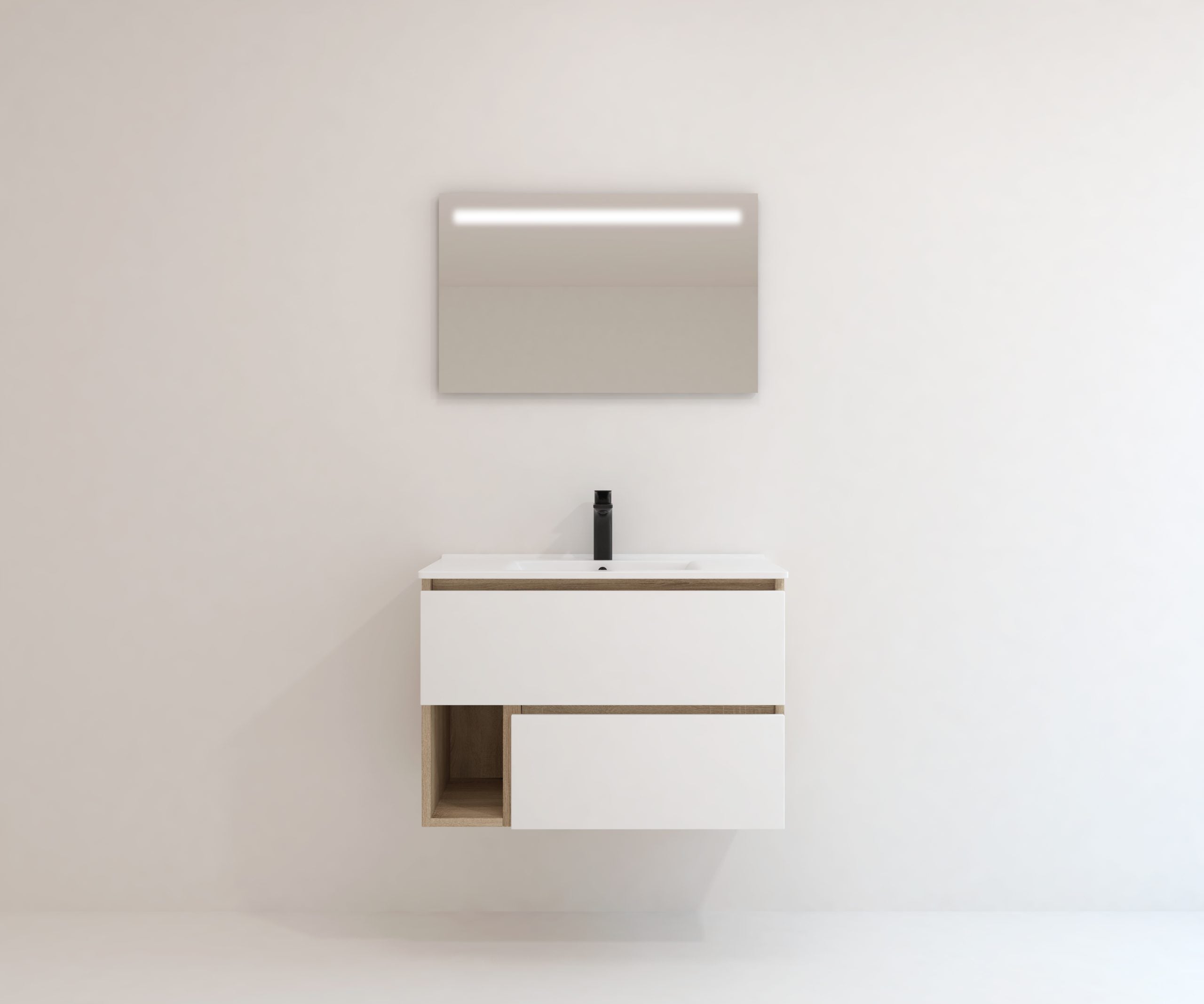 Ensemble de meubles de salle de bain Avantarea LAVARDENS Chêne Bardolino 80 cm + Lavabo + miroir LED - 4