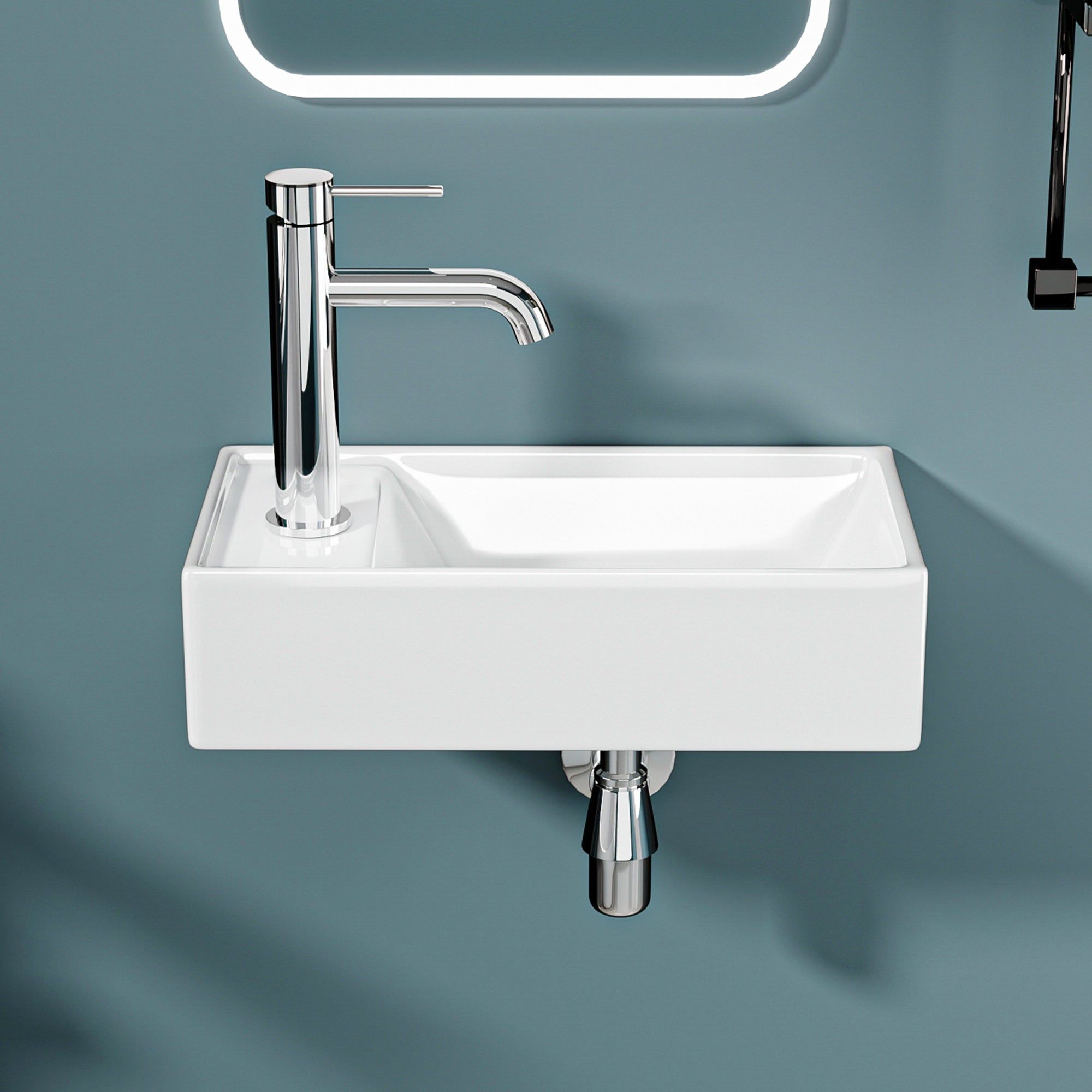 DILECI - Vasque lave-mains avec rebord sortie gauche (41,5x22x10cm) - MARIE - 7