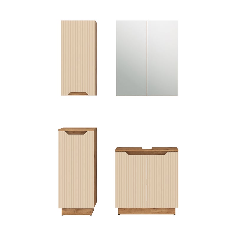Vicco Zestaw mebli łazienkowych Lotta, Dąb/kaszmir w paski, 4 części