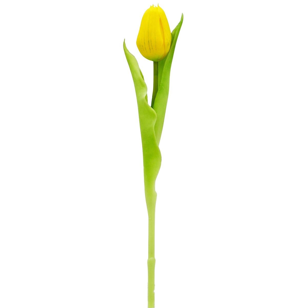 Sztuczny tulipan żółty 31 cm - kwiat dekoracyjny do wazonu, pojedynczy