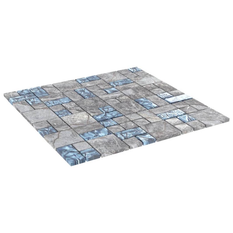 Carreaux mosaïque 22 pcs Gris et bleu 30x30 cm Verre - 3