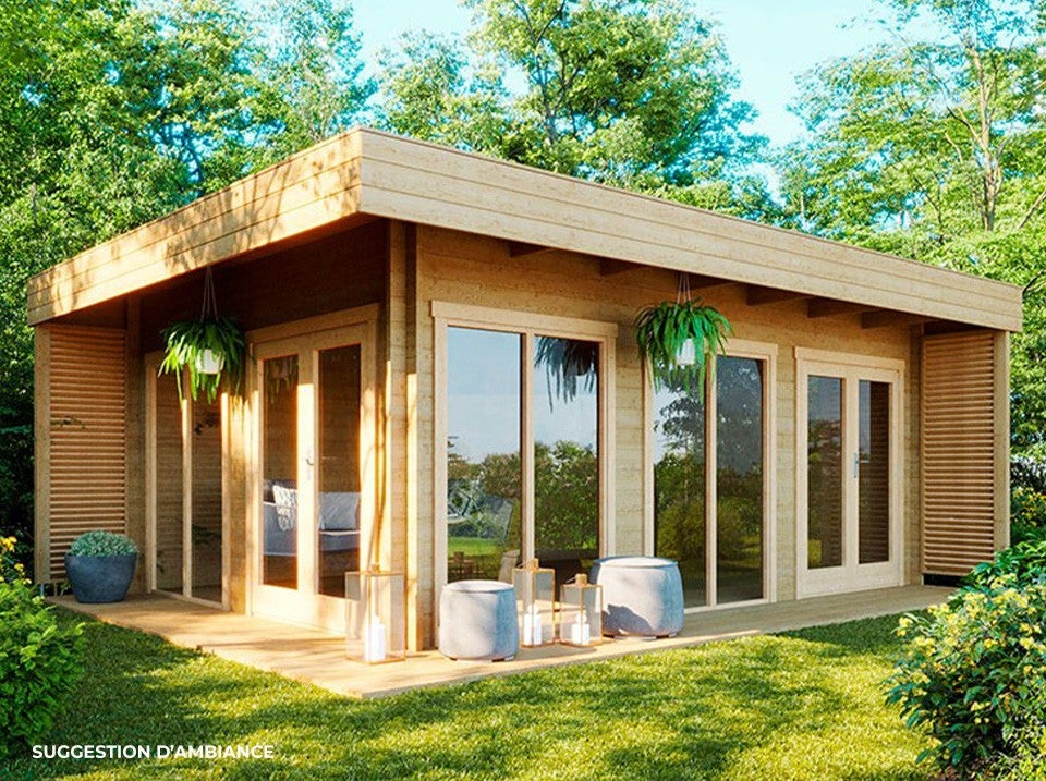 Chalet en Bois LUMIO 19,7M2 2 Doubles Portes + 3 Baies Fixes — free download