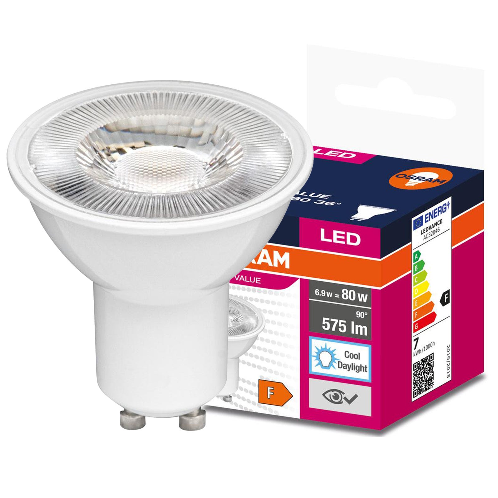Żarówka LED PAR16 Reflektor GU10 6.9 W = 80 W 575 lm 6500K Zimna biel 36st VALUE Osram